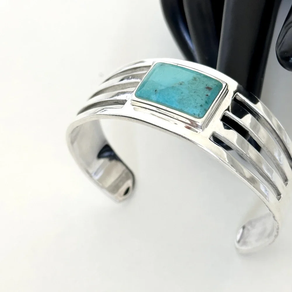 Barse Designer 925 Sterling Silver Chunky Turquoise Vintage Cuff Bracelet 7